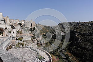 European Capital of CultureÂ in 2019 year, panoramic view on ancient city of Matera, capital of Basilicata, Southern Italy in ear